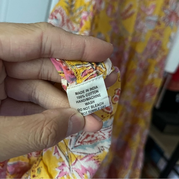 BE BINDAAS yellow red pink floral tiered sleeveless mini dress - Picture 7 of 7